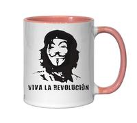 Viva La Revolucion Mug en céramique Motif masque anonyme Rose