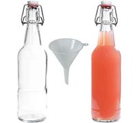 Viva Lot de 2 Bouteilles en Verre avec Bouchon 500 ML + Entonnoir Blanc Ø 9,5 cm