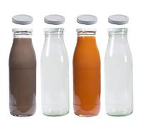 Viva Lot de 4 bouteilles en verre avec 8 couvercles Blanc 500 ml Avec étiquettes