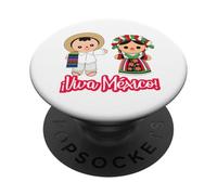 Viva Mexico Cabrones Mexican Pride Flag Lele Mexican Doll PopSockets PopGrip Adhésif