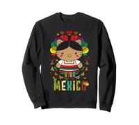 Viva Mexico Mexican Girl Flag Independence Day Girls Kids Sweatshirt