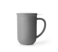 VIVA Minima Porzellanbecher Balance, mit Teesieb und Deckel, Teetasse, Becher, Tasse, Porzellan, Grau, 500 ml, V77548
