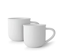 Viva Scandinavia Lot de 2 Tasses thé, Tasse à café en Porcelaine avec poignée Isolante, Robuste, 350 ML, Blanc