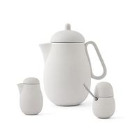 Viva Scandinavia Service à thé en porcelaine, consistant une théière avec infuseur 1 L, sucrier 130 ml, pichet à lait avec cuillère 200 ml, gris sable mat