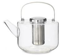 Théière en verre borosilicate avec infuseur thé en acier inoxydable, thé en vrac, thé à feuilles, bec anti-gouttes, 1.2 L