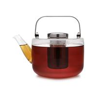 Théière en verre borosilicate avec infuseur thé en acier inoxydable, thé en vrac, thé à feuilles, bec anti-gouttes, 1.2 L