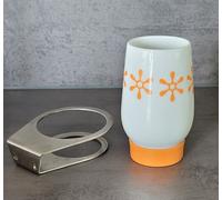 Viva Trend Porcelaine Blanc-Orange Gobelet À Dents Avec Support Mural Ensemble