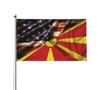 vivace Drapeau de jardin Drapeau de la Macédoine et de l'Amérique durable Bannière décorative 3x5 Ft pour événements,Décoration extérieure,bars