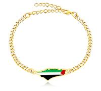 Vivaday Accessoire chaîne avec drapeau du Moyen-Orient | Bracelet fierté palestinienne | Bracelets palestiniens faits main pour la paix | Bijou à breloques avec drapeau palestinien YA5031