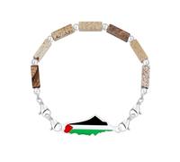 Vivaday Accessoire Free Palestine Stone Link | Bracelet de solidarité palestinienne | Bracelet de fierté culturelle palestinienne | Bracelets à breloques du Moyen-Orient YA6030