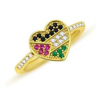 Vivaday Bague ouverte minimaliste Palestine Pride, symbole de paix | Bagues avec pendentif cœur en zircone | Bijou élégant idéal pour un anniversaire de mariage ou une fête YA6339