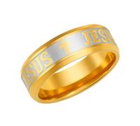 Vivaday Bague personnalisée « JÉSUS » avec croix | Bague symbole chrétien vintage | Bagues de prière contemporaines et élégantes | Idéale pour Pâques/Noël - Taille 7 YA6266