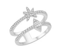 Vivaday Bijou moderne et géométrique simple, serti d'oxydes de zirconium | Bague minimaliste inspirée de la nature pour femme | Bagues style resort | Saint-Valentin - Taille 9 YA6118