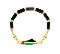 Vivaday Bijoux en chaîne de pierres du patrimoine palestinien | Bracelet drapeau du Moyen-Orient | Bracelet porte-bonheur palestinien | Bracelets de fierté culturelle YA6030
