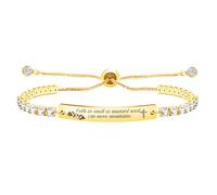 Vivaday Bracelet Barre Rectangulaire Minimaliste La Foi aussi Petite qu'une Graine de Moutarde Peut Déplacer des Montagnes | Bracelet Inspirant Chrétien Ajustable Personnalisable YASJ4500
