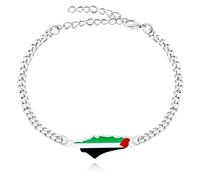 Vivaday Bracelet chaîne Fierté palestinienne | Bracelets Paix et Justice | Bijoux faits main, symbole de paix nationale palestinienne | Bracelet unisexe palestinien Spirit YA5031