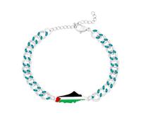 Vivaday Bracelet chaîne Palestine Colors Oil Drop | Bijoux symbole de liberté | Bracelets de fierté palestinienne | Symbole de paix gravé | Bracelet d'amitié moyen-oriental YA5881