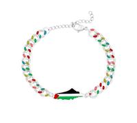 Vivaday Bracelet chaîne Palestine personnalisé Bracelet égalité palestinienne | Bracelets drapeau paix et espoir | Bijoux fierté palestinienne | Design fait main du Moyen-Orient YA5881