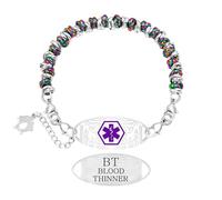 Vivaday Bracelet d'alerte allergie pour femme | Bijou chaîne style arc-en-ciel | Bracelet d'identification médicale réglable et gravé | Acier inoxydable confortable | Usage quotidien YA5541