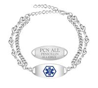 Vivaday Bracelet d'alerte médicale Bracelets médicaux étanches avec identification de l'état | Bijoux unisexes gravés personnalisés pour l'alpinisme Y4025