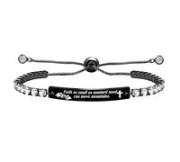 Vivaday Bracelet de barre réglable Sculpture de foi aussi petite qu’une graine de moutarde peut déplacer des montagnes Bracelet de tennis personnalisé en acier inoxydable YASJ4500