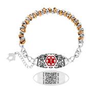 Vivaday Bracelet d'identification d'urgence Bracelet médical avec anneau coloré | Bracelets avec symboles d'urgence gravés | Convient aux peaux sensibles des femmes YA5541