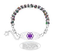 Vivaday Bracelet d'identification d'urgence Design texturé à maillons | Bracelet d'alerte médicale personnalisé et confortable | Bracelets anti-perte pour l'alpinisme et les peaux sensibles YA5541