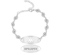 Vivaday Bracelet d'identification médicale CZ avec gravure | Bracelets d'identification médicale personnalisables pour urgences | Bijou élégant et chic pour femme, ajustable et anti-perte YA5726