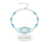 Vivaday Bracelet d'identification médicale délicat en zircone cubique | Bracelet d'identification d'urgence personnalisé avec étiquette d'information médicale | Bijou gravé tendance pour femme YA5751