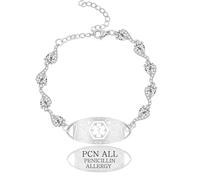 Vivaday Bracelet d'identification médicale élégant et durable en zircone Bracelets d'alerte médicale personnalisés pour urgences médicales | Doux pour la peau | Bracelet ajustable anti-perte YA5726