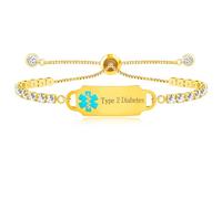 Vivaday Bracelet d'identification médicale personnalisé Bracelets ajustables en oxyde de zirconium gravés avec symbole d'urgence, hypoallergéniques | idéal pour l'alpinisme et les voyages YA4987