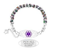 Vivaday Bracelet d'identification médicale personnalisé Chaîne à maillons géométriques | Étiquette de contact d'urgence gravée | Bijou confortable en acier inoxydable YA5541