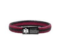 Vivaday Bracelet en cuir médical classique pour homme | Bracelets d’identification de symboles médicaux | Bracelet d'information d'urgence sans allergie avec alerte de nom personnalisable YA5552