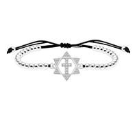 Vivaday Bracelet en perles avec croix juive étoile de David | Bracelets de motivation chrétienne avec verset de la Bible | Chaîne réglable en oxyde de zirconium | Symbole l'unité et le respect entre