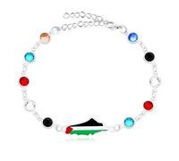 Vivaday Bracelet fait main en zircone, symbole de la fierté palestinienne | Bracelet de soutien à la liberté palestinienne | Pendentif drapeau palestinien, symbole de paix et de positivité YA5214