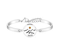 Vivaday Bracelet Graine De Moutarde Pour Femmes, Jonc Ajustable Plaqué Argent, Inspiré Par La Foi « La Foi Peut Déplacer Des Montagnes » Bijou Religieux Chrétien Cadeau YA6454 (Montagne Ronde)