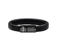 Vivaday Bracelet médical décontracté en cuir tressé pour homme | Bracelet d’alerte d’urgence gravé personnalisé d’identification médicale | Bracelets sportifs et fitness confortables YA5551