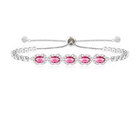 Vivaday Bracelet ovale rouge/bleu/vert avec faux diamants pour femme | Fermoir BOLO réglable AAA+ élégant en oxyde de zirconium pour femme, meilleure amie, mariée, demoiselles d'honneur, fiançailles