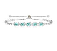Vivaday Bracelet ovale rouge/bleu/vert avec faux diamants pour femme | Fermoir BOLO réglable AA légant en oxyde de zirconium pour femme, meilleure amie, mariée, demoiselles d'honneur, fiançailles