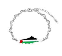 Vivaday Bracelet Palestine Pride Moon Drip Oil | Bijoux Unity for Palestine | Bracelets personnalisés avec le drapeau palestinien | Bracelet fait main Peace and Love | Accent moyen-oriental YA5885