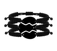 Vivaday Bracelet Personnalisé 3 Pièces Cœur Puzzle | Noms Gravés Personnalisés, Bracelet Tressé avec Corde pour Bijoux d'Amitié pour Hommes Femmes Famille et Amis