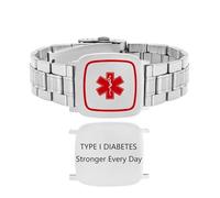 Vivaday Bracelet pour diabète de type 1 | Bijou d’identification médicale personnalisé gravé | Bracelet d’identification médicale d’urgence à large bande en acier inoxydable
