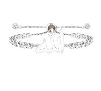 Vivaday Bracelet réglable Allah avec oxyde de zirconium épais | Blanc/Or rose/or/noir | Symbole islamique Coran Bracelet pour tous les jours YA4963, Medium, Laiton, Zircone cubique