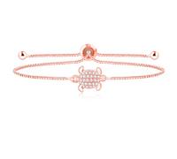Vivaday Bracelet sagesse tortue pour femme - Bracelet fin plaqué or rose avec fermoir coulissant Bolo réglable, pour maman, épouse, anniversaire