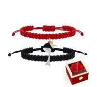 Vivaday Bracelets De Couple Personnalisés Initiales A-Z 2 Pièces Tressés À La Main Cœur Ajustables His & Hers Pour Couples Femmes Hommes Amitié Amour Cadeaux YS6805