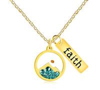Vivaday Collier avec pendentif en forme de montagne et graines de moutarde | Cadeau religieux sur le thème du sable pour femme | Colliers religieux en acier inoxydable pour chrétien | Bijoux bibliques