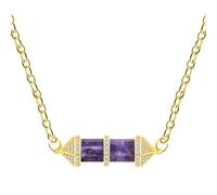 Vivaday Collier avec pendentif hexagonal en améthyste à suspendre pour équilibrer les chakras | Chaîne en acier plaqué or et oxyde de zirconium résistant à la corrosion | Collier de mariage | Chaîne
