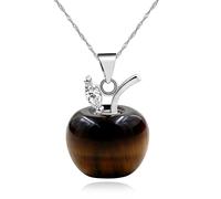 Vivaday Collier avec pendentif pomme pour femme, plaqué or blanc, hypoallergénique, pendentif pomme avec chaîne en laiton pour maman, épouse, anniversaire, Noël, bijoux élégants et, Réglable, Laiton