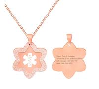 Vivaday Collier d'identification médicale en forme d'étoile | Breloque gravée avec informations d'urgence | Bijou minimaliste doux pour la peau | Ajustable pour le fitness ou la randonnée YA5503