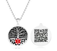 Vivaday Collier d'identification médicale personnalisé Pendentif Arbre de vie | Étiquette d'information d'urgence durable | Pour l'escalade, les voyages et un style de vie actif YA5053